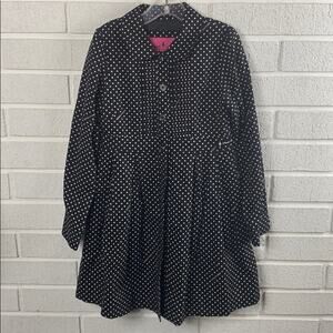 Pierre Cardin Girls Black & White Polka Dot Long Sleeve Dress Size 6-8